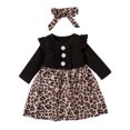 thumbnail image 2 of EGNMCR Headbands for Kids Toddler Girl Ribbed Leopard Printed Flutter-Sleeve Dress Baby Suit Girl Server, 2 of 9