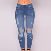 Frostluinai Ripped Jeans Leggings for Women Low Rise Stretch Denim Leggings Lounge Slim Fit Jeans Leggings Comzy Jeans with Pocket