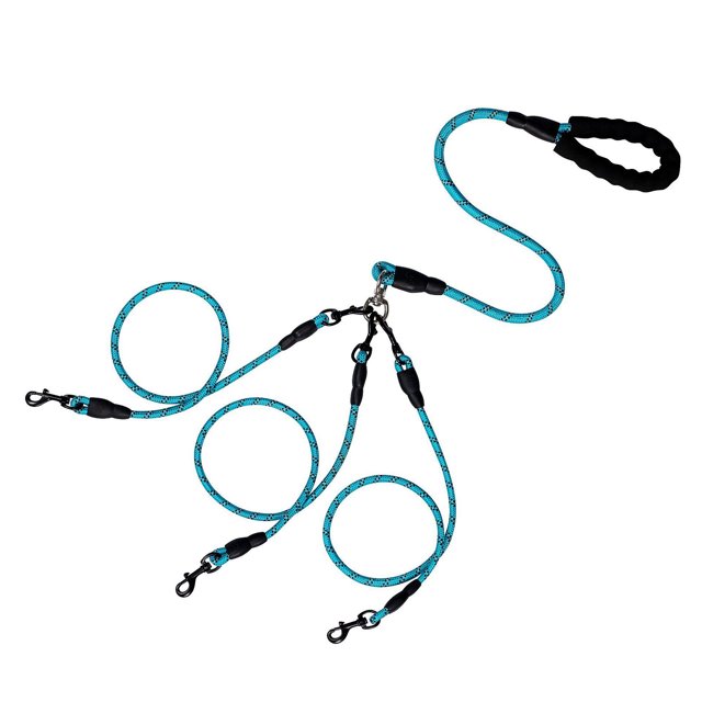 Djiypn 3 in 1 Durable Nylon Dog Leash with Padded Handle, 360° Swivel No Tangle Climbing Rope Removable Pet Traction Rope, 4.8Ft Lead for Puppy Dogs, Sky Blue