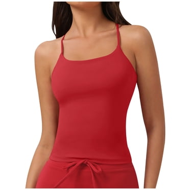 Lenpel Débardeurs pour Femmes Sans Coutures à Encolure Dégagée à Bretelles Spaghetti Ajustés Sans Manches Hauts d'Entraînement Cami Chandails de Yoga Athlétiques