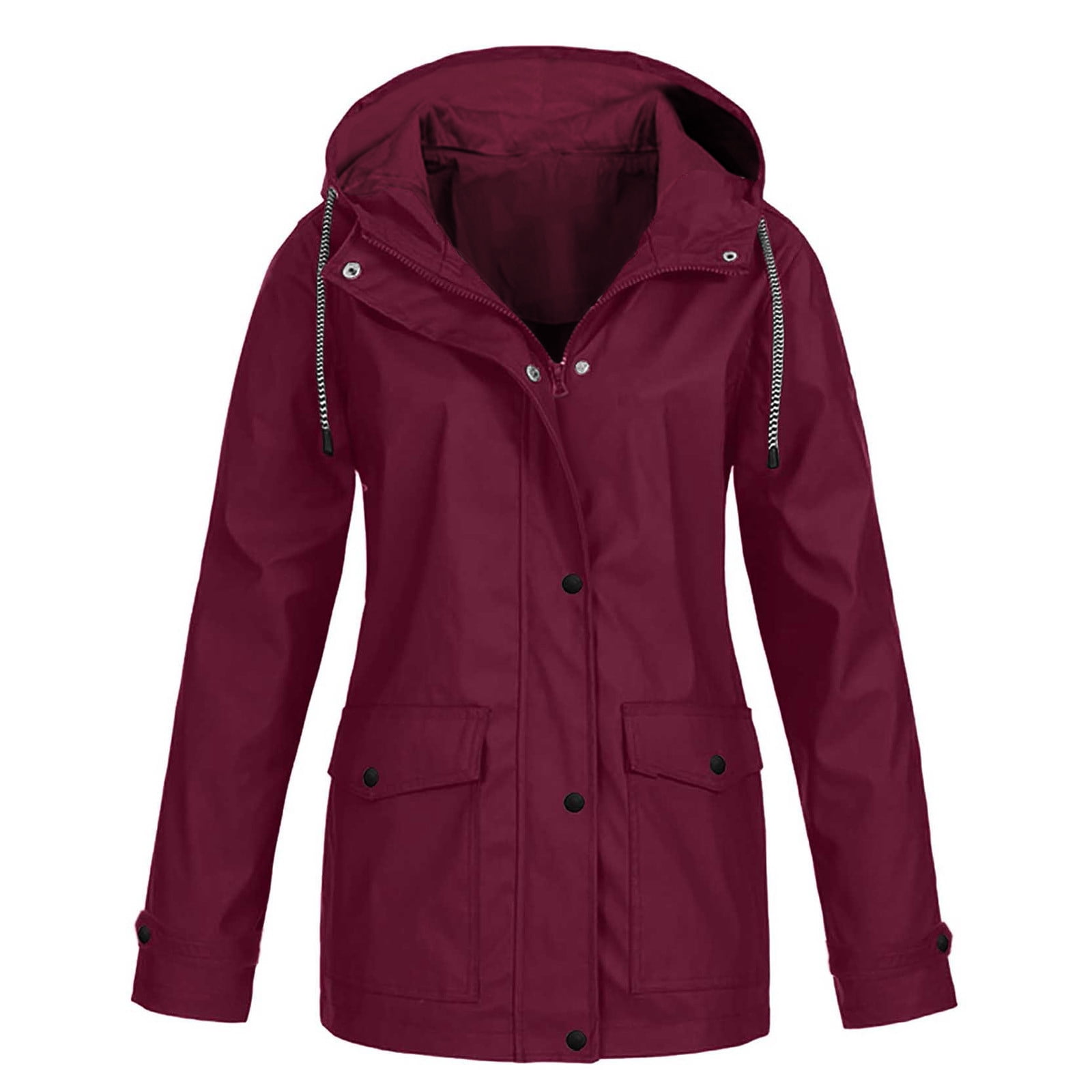 Veste Coupe-Vent à Capuche pour Femmes Grande Taille Imperméable Unie Manteau de Pluie Extérieur Plus Imperméable à Capuche Vestes Coupe-Vent Manteau Uni Imperméable en Liquidation