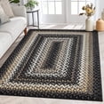 thumbnail image 1 of HOMERRY Vintage Braided Rug 4x6 Washable Rug Boho Geometric Print Rug Foldable Throw Carpet, Black, 1 of 7
