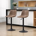thumbnail image 2 of HOMCOM 2pc Adjustable Counter Height Bar Stools Kitchen Counter Stool Brown, 2 of 10