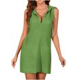 thumbnail image 2 of Gspmoly Robes pour Femmes, Robe Décontractée Unie Ample à Capuche avec Boutons et Cordon, Sans Manches à Col en V, Robes Formelles pour Femmes Offres des Fêtes, 2 of 4
