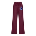 thumbnail image 4 of Yuyuzo Womens Cotton Linen Pants Straight Leg Flower Graphic Drawstring High Waisted Lounge Pants Slacks, 4 of 6