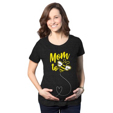 Maternity Mom to Bee Pregnancy T Shirt Funny Bumblebee Tee (Heather Black) - XL