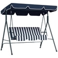 thumbnail image 1 of Outsunny 3-Seat Patio Swing Chair with Adjustable Canopy Blue and White, 1 of 10