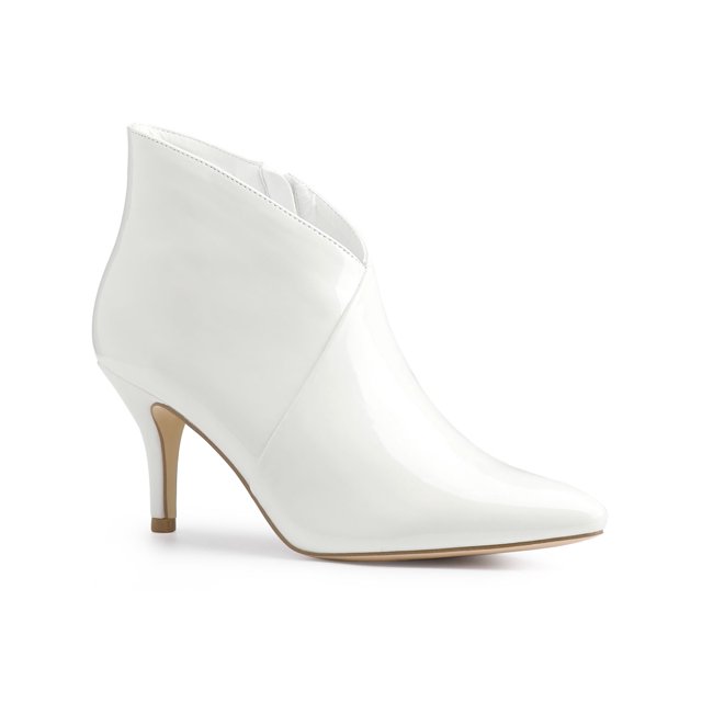 Unique Bargains Women's Point Toe Patent Leather Stiletto Heel Ankle Boot