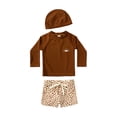 thumbnail image 2 of Hiiyo Infant Boys' Swimsuit Long Sleeved Rash Guard Shorts and Hat Quick Dry Bathing Suit, 2 of 8