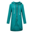 thumbnail image 1 of Pisexur Shacket Jacket Women Solid Color Hoodie Zipper Long Sleeve Sweatshirt Irregular Hem Long Coat Top With Pockets Pocketed Shirts Fall Jacket Shackets, 1 of 8