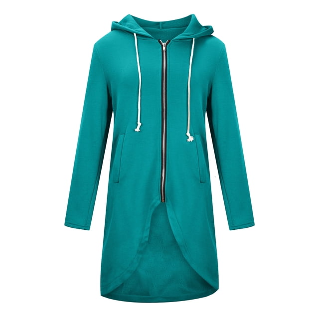 Pisexur Shacket Jacket Women Solid Color Hoodie Zipper Long Sleeve Sweatshirt Irregular Hem Long Coat Top With Pockets Pocketed Shirts Fall Jacket Shackets