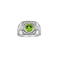 thumbnail image 1 of RYLOS Mens Rings 14K White Gold Designer Round Gemstone &  Sparkling Diamond Ring Peridot August Birthstone Rings For Men, Men's Rings, Gold Rings Sizes 8 - 13, 1 of 7