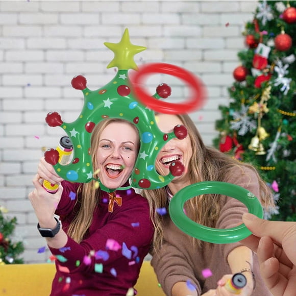 slim christmas trees PVC Inflatable Toy Head Mounted Christmas Tree Ring Party Inflatable Ring Toy outside christmas decorations