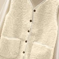 thumbnail image 4 of FAIWAD Womens Fleece Vest Fall Winter Warm Sleeveless Button Down Waistcoat Solid Color Loose Vest Coat, 4 of 7