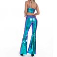 thumbnail image 4 of LUOGENLI Pantalon Décontracté pour Femme Pantalon Décontracté pour Femme Couleur Évasée Coupe Ajustée Festival Performance Pantalon Habillé Pantalon Évasé Pantalon Décontracté pour Femme Coupe Régulière Pantalon Habillé Décontracté pour Femme Long Bleu TG, 4 of 7