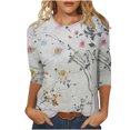 thumbnail image 1 of Birdeem T-Shirt Imprimé Mode pour Femmes Manches 3/4 Mi-Longueur Blouse Col Rond Hauts Décontractés, 1 of 1