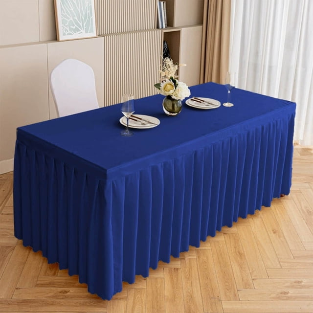Jupe de Table en Polyester / Housse de Table de Banquet / Nappe de Conférence / Jupe de Table Résistante aux Plis pour Décoration de Mariage, Fête et Mise en Place d'Événements