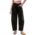 thumbnail image 2 of Bmisegm Jeans à Jambe Tonneau Taille Mi-Haute pour Femmes, Noir, m, 2 of 8