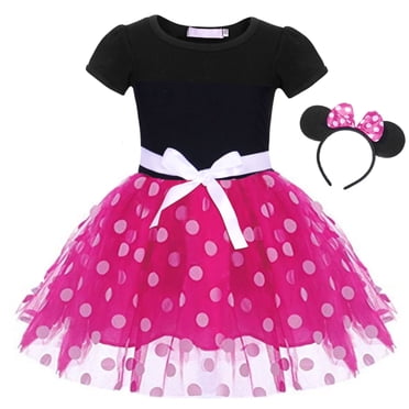 Mouse Princess Dresses Toddler Cute Polka Dots Fancy Costume Kids Bowknot Tutu Disfraces Pink 4-12Years