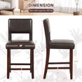 thumbnail image 3 of Gymax 4-Piece PVC Leather Counter Height Bar Stool Set w/ Back & Rubber Wood Legs Brown, 3 of 9