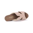 thumbnail image 4 of BLISSFUL STEP Women's Faux Suede Platform High Block Heel Slides Sandals Pink 6.5, 4 of 8