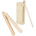 thumbnail image 4 of 1 Set of Wood Rhythm Block Musical Percussion Instrument with Mallet Rhythm Music Lummi Sticks, 4 of 8