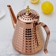 thumbnail image 4 of SANQIAHOME 1.6L(54oz) Stainless Steel Hammer Patterned Teapot With Removeable Infuser,Loose leaf cover,Copper, 4 of 12