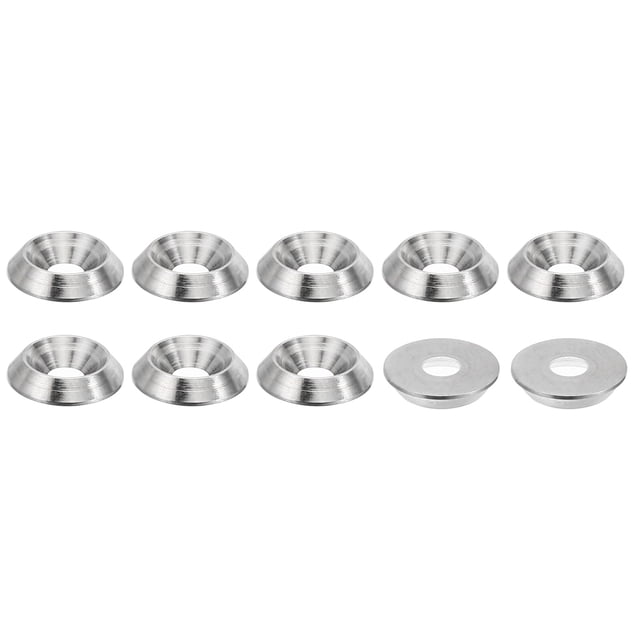 Unique Bargains Rondelle à Fraisage M3 10mmx2mm en Acier Inoxydable 304, Rondelle de Tasse de Finition, Joint de Tête de Vis/boulon, Lot de 10