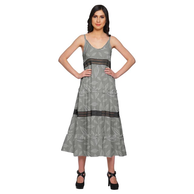 Moomaya Adjustable Spaghetti Straps For Women Plus Size Sleeveless Maxi Dress