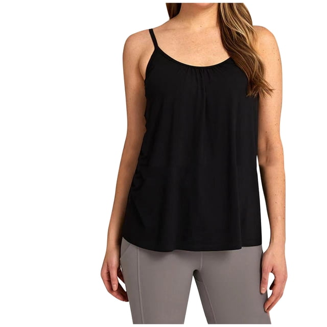Birdeem Tank Tops Women Womens Solid Color Push-Up Padded Loose Round-Neck Camisole