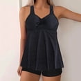 thumbnail image 1 of UPPADA Womens Plus Size Two Piece Tankini Swimsuits Twist Front High Waist V Neck Swimwear Floral Tummy Control Modest Bathing Suits with Bottom Tankini and Shorts Swimsuits for Women Black,L, 1 of 6
