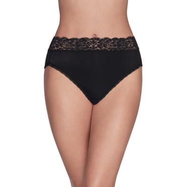 Vanity Fair Womens Flattering Lace Hi-Cut Brief, 8, Midnight Black