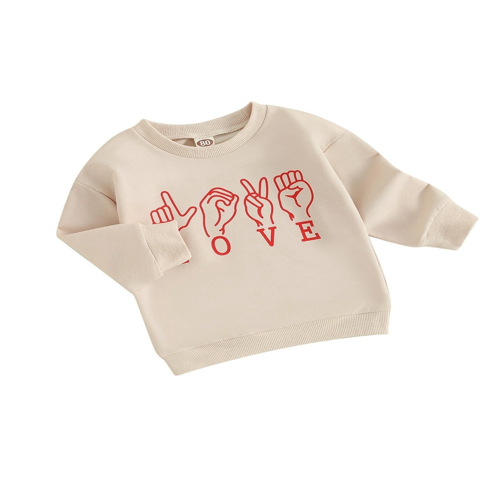 Hooded Sweatshirt for Baby Kids  with Long Sleeve Crew Neck and Letters Print