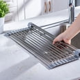 thumbnail image 4 of Meitianfacai Over The Sink Dish Drying Rack, Roll up Sink Dish Drainer Rack Foldable Kitchen Stainless Steel Dish Rack Sink Drying Rack (14.5"x 11.4"), 4 of 8