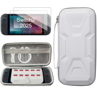 Étui de Transport pour Nintendo Switch 2, Conception de Mécha Blindé, Coque Rigide et Sac de Rangement de Jeu de Voyage Portable Imperméable avec 2 Protecteurs d'Écran, Gris
