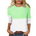 thumbnail image 1 of IROINID T-Shirts pour Femmes à Manches 3/4 Réduits Imprimés, T-shirt Ample, Blouse Mi-Longue, Col Rond, Hauts de Détente, Vert Menthe, 1 of 4