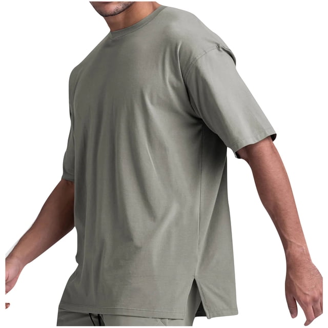 QIPOPIQ Men's Heavyweight Cotton Short Sleeve Crew Neck T-Shirt Clearance