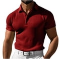 thumbnail image 1 of cfhntfmh V Neck Shirts for Men Slim Short Sleeve Muscle Golf T-Shirts Summer Knitted Collared Soft Buttons down Tees, 1 of 7