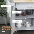 thumbnail image 4 of HOMCOM Kitchen Island Cart with Rubber Wood Top Utility Serving Cart, 4 of 10