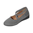thumbnail image 2 of Commforr Chaussures Compensées à Enfiler pour Femmes, Bout Fermé, Confortables, Mode, Brides Élastiques à la Cheville, Ballerines à Enfiler, Chaussures de Robe pour Filles, Petites Gracieusetés, Mary, Habillées, Élégantes, Bride, Ballerine, Talon Compensé, Chaussures, Gris, 2 of 5