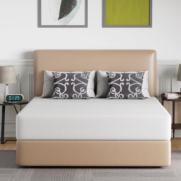 FDW Matelas en Mousse Mémoire Gel Grand 10 Pouces, Fermeté Moyenne, Certifié CertiPUR-US, Lit en Boîte, Soulagement de la Pression, Blanc