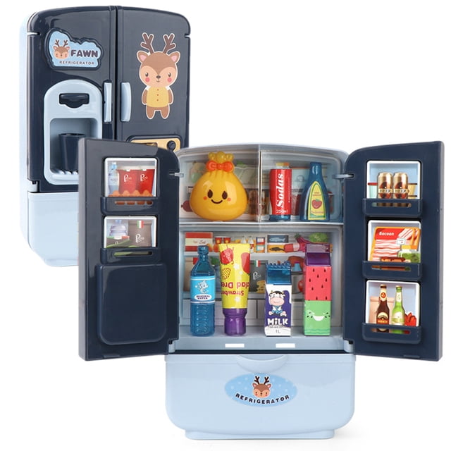 Kids Fridge Toy Set Simulated Drinks Toy Refrigerator Pretend Play Kitchen Toy