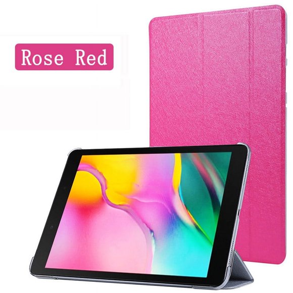Tablet Case For Samsung Galaxy Tab A 10.1 2019 SM-T510 SM-T515 T510 T515 Leather Trifold Magnetic Fundas Flip Stand Smart Cover Rose Red Tab A 10.1 T510 T515