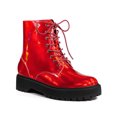 thumbnail image 1 of Unique Bargains Women's Round Toe Platform Lace Up Colorful Combat Ankle Boots Red (Size 6), 1 of 7