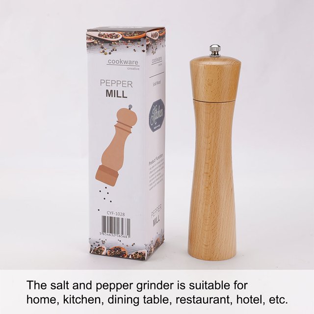 Unique Bargains Wooden Pepper Grinder 10.4' Adjustable Coarseness Salt Mill Shaker for Kitchen Restaurant Cooking