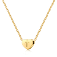 thumbnail image 1 of Collier Initial Cœur en Acier Inoxydable Mini Collier Lettre Cœur Plaqué Or 14K Acier Titane ----- Or T, 1 of 5