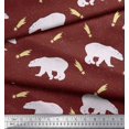 thumbnail image 2 of Soimoi Brown Poly Georgette Fabric Falling Star & Polar Bear Animal Decor Fabric Printed Yard 52 Inch Wide, 2 of 5