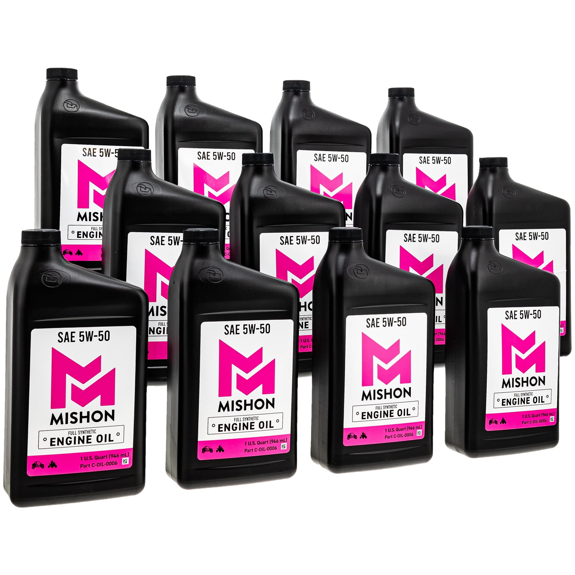 Mishon Case of Engine Oil Quart 5W-50 Full Synthetic ATV UTV for Polaris 12 Pack 519-COI2228L