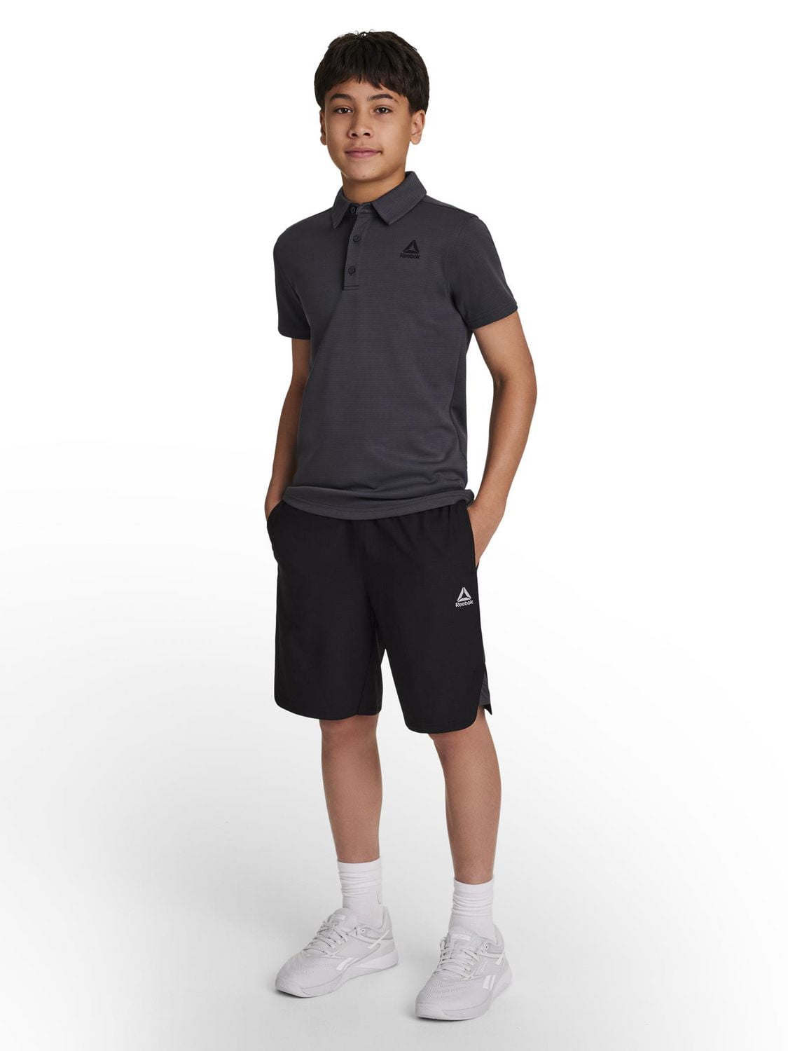 Short d'entraînement Reebok Pace Breaker pour garçon avec poches, entrejambe de 18 cm