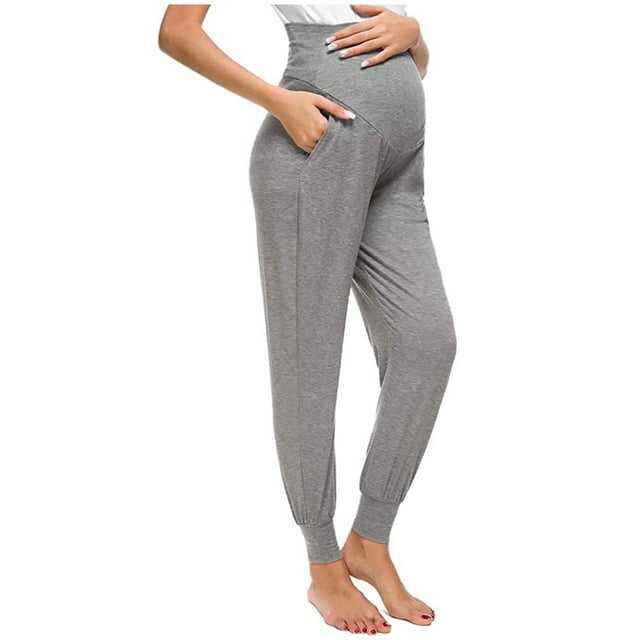 Pantalon Décontracté de Maternité pour Femmes, Couleur Unie, Extensible et Confortable